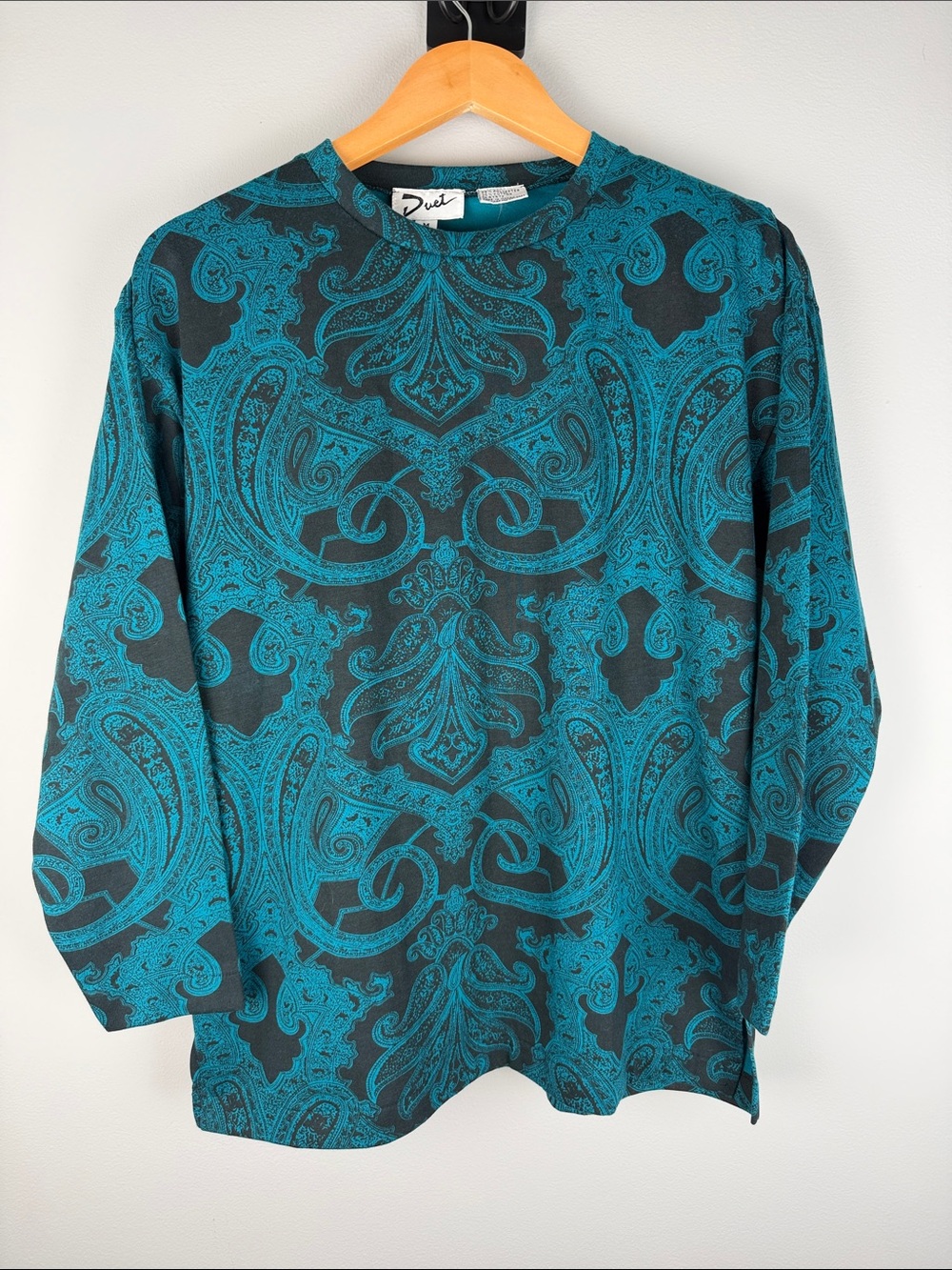 Vintage Duet Teal Paisley Tee Layering Whimsy Retro